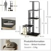 PawHut kačių draskyklė 170 cm, didelė draskyklė su pagalvėlėmis, draskymo lenta, 3 platformomis, plieniniais kačių baldais, juoda