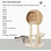 "PawHut" kačių medis, draskymo stovas, kačių baldai su urvu, kamuoliukas-žaislas, sizalis, minkštas pliušas, smėlio spalvos, aukštis 100 cm