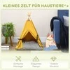 PawHut kačių namelis teepee palapinė šunims su pagalvėle, neslystanti, su kamuoliuku, pagaminta iš pušies medienos, geltonos spalvos
