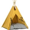 PawHut kačių namelis teepee palapinė šunims su pagalvėle, neslystanti, su kamuoliuku, pagaminta iš pušies medienos, geltonos spalvos