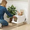 PawHut kačių tualetas, uždaras, su semtuvėliu, įėjimas priekyje ir išėjimas viršuje, nerūdijantis plienas, iki 15 kg
