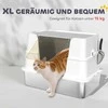 PawHut Kačių tualetas, nerūdijantis plienas, XL erdvė, su kastuvėliu, šviesiai pilkas