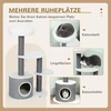 PawHut draskyklė katėms su 1 nameliu, 1 guoliu, 2 platformomis ir džiuto virve, balta + pilka
