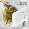 PawHut kačių tualetas, uždaras kačių tualetas, nerūdijančio plieno vonelė, integruotas kraiko filtras, su kraiko semtuvėliu, katėms iki 6kg, baltas
