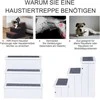 PawHut šunų laiptai, naminių gyvūnėlių laipteliai su kilimine danga ir daiktadėže, pagalbinė priemonė įlipimui, pušies mediena, balti, 40,5x44,5x38 cm