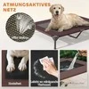 PawHut lauko gultas šunims su stogeliu, paaukštinta lova dideliems šunims, vėsinantis gultas augintiniams su plaunamu tinkleliu, metaliniu rėmu ir krepšiu nešiojimui, lovelė augintiniams lauke, stovyklavimui, 106x76x99cm, kavos spalvos