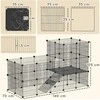 PawHut aptvaras smulkiems gyvūnams, 39 dalių narvas su rampa, DIY metalinis grotuotas aptvaras, atidaromas, juodas, 140 x 70 x 105 cm