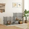 PawHut aptvaras smulkiems gyvūnams, 39 dalių narvas su rampa, DIY metalinis grotuotas aptvaras, atidaromas, juodas, 140 x 70 x 105 cm