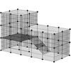 PawHut aptvaras smulkiems gyvūnams, 39 dalių narvas su rampa, DIY metalinis grotuotas aptvaras, atidaromas, juodas, 140 x 70 x 105 cm