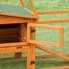 PawHut smulkių gyvūnų narvas, eglės mediena, namelis smulkiems gyvūnams su asfalto stogu, narvas su padėklu ir rampa, aptvaras, lauko/vidaus, oranžinis, 156 x 58 x 68 cm