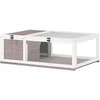 PawHut Medinis vėžlių namelis, vėžlių aptvaras su erdviu nameliu ir atidaromu viršumi 91x60,5x32 cm, rudas
