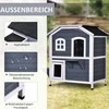PawHut kačių namelis su bitumine stogo danga, atsparus oro sąlygoms, lauko kačių būda su laipteliais, 2 aukštų, eglės mediena, pilka, 78x55,5x91 cm