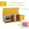 PawHut narvelis smulkiems gyvūnams, 112x50x54 cm, su padėklu, bituminiu stogu ir ėdžėmis, pagamintas iš eglės medienos, natūralios ir juodos spalvos