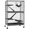 "Pawhut" narvas graužikams Daugiafunkcinis 4 platformos 3 rampos 4 durys Matmenys 80L x 52W x 128H cm Plieninis pilkas sidabrinis juodas