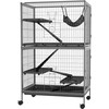"Pawhut" narvas graužikams Daugiafunkcinis 4 platformos 3 rampos 4 durys Matmenys 80L x 52W x 128H cm Plieninis pilkas sidabrinis juodas