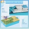 PawHut hamsterio narvas, 6 aukštų narvas smulkiems gyvūnams su vamzdžiais, tuneliais, nameliu, bėgimo rateliu, dubenėliu, gertuve, rampomis, skirtas nykštukiniams žiurkėnams ir smiltpelėms, 58 x 36 x 81 cm, šviesiai mėlynas