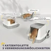 PawHut kačių tualetas iš nerūdijančio plieno, uždaras kačių tualetas su semtuvėliu, kvapų maišeliu, įėjimu ir išėjimu