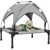 "PawHut" Pakeliama lova šunims su baldakimu, gultas gyvūnams augintiniams, lauko lova šunims su baldakimu, pralaidi orui, skirta mažiems ir vidutinio dydžio šunims Šviesiai pilka Oksfordas 76 x 61 x 69,5 cm
