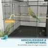 PawHut didelis paukščių narvas, narvelis banguotosioms papūgėlėms su padėklu, lentyna, šėrykla, paukščių namelis su ratukais kanarėlėms, plieno, 63 x 53 x 144 cm, juodas