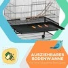 PawHut paukščių narvas, voljeras su laktomis, padėklu, ratukais, ištraukiamu dugnu, juodos spalvos