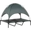 "PawHut Pet Bed Canopy" stogelis Pakeltas lauko šuns lovos stogas Kvėpuojantis taftos audinys Pilka 122x92x108cm