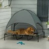 "PawHut Pet Bed Canopy" stogelis Pakeltas lauko šuns lovos stogas Kvėpuojantis taftos audinys Pilka 122x92x108cm
