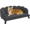 Prabangi PawHut šunų sofa su atlošu ir medinėmis kojelėmis, tamsiai pilka, 98,5x60,5x35,5 cm