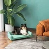 PawHut sofa šunims Patogi sofa su pagalvėle, idealiai tinka dideliems šunims, paaukštinta konstrukcija, medinės kojos, žalia, 98x67x25cm