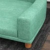 PawHut šunų sofa, patogi sofa augintiniams su pagalve, ideali dideliems šunims, pakeltas dizainas, medinės kojelės, žalia, 98x67x25 cm
