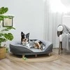 PawHut šunų sofa, plaunamu užvalkalu, augintinių sofa su atlošu ir medinėmis kojelėmis, kačių sofa, vidutinio dydžio šunims iki 25 kg, pilka