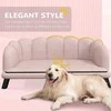 "PawHut" sofa šunims, skalbiamas užvalkalas, sofa naminiams gyvūnėliams su atlošu ir medinėmis kojomis, sofa katėms, skirta vidutinio dydžio šunims iki 25 kg, rožinė