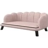 "PawHut" sofa šunims, skalbiamas užvalkalas, sofa naminiams gyvūnėliams su atlošu ir medinėmis kojomis, sofa katėms, skirta vidutinio dydžio šunims iki 25 kg, rožinė