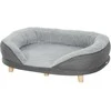 "PawHut" sofa šunims, skalbiamas užvalkalas, sofa naminiams gyvūnėliams su atlošu ir medinėmis kojomis, sofa katėms, skirta vidutinio dydžio šunims iki 25 kg, pilka