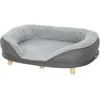 "PawHut" sofa šunims, skalbiamas užvalkalas, sofa naminiams gyvūnėliams su atlošu ir medinėmis kojomis, sofa katėms, skirta vidutinio dydžio šunims iki 25 kg, pilka