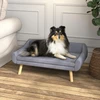 PawHut sofa šunims Stilinga sofa katėms su atlošu ir pagalvėlėmis, skirta vidutinio ir didelio dydžio šunims, aksomas, pilka, 102x58,5x42,5 cm