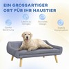 PawHut sofa šunims Stilinga sofa katėms su atlošu ir pagalvėlėmis, skirta vidutinio ir didelio dydžio šunims, aksomas, pilka, 102x58,5x42,5 cm