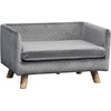 "PawHut" sofa šunims su medinėmis kojelėmis, pilka, 64x45x36 cm, skirta mažiems, iki 8kg sveriantiems šunims