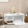 PawHut kačių spintelė kačių tualetui, kačių namelis su magnetinėmis durelėmis, šoninio staliuko dizainas, MDF, balta