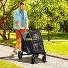 PawHut sulankstomas vežimėlis šunims iki 30 kg, su tinkliniais langeliais, saugos diržais, pagalve, pilkas