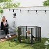 "PawHut" šuniukų aptvaras 76 cm aukščio, 8-TLG šuniukų aptvaras su durelėmis, laisvas aptvaras mažiems ir vidutinio dydžio šunims, triušiams, jūrų kiaulytėms, plienas, juodas