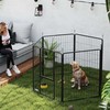 "PawHut" šuniukų vedžiojimo aikštelė 100 cm aukščio, 6-PLG. šunų aptvaras "pasidaryk pats" šuniukų vedžiojimo aikštelė su durimis, laisvas aptvaras mažiems, vidutiniams ir dideliems šunims, plienas, juoda