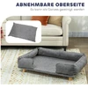 PawHut šunų sofa, augintinio sofa, augintinio lova, nuimamas ir plaunamas paminkštinimas, natūrali + tamsiai pilka