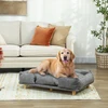 PawHut šunų sofa, sofa naminiams gyvūnėliams, lova augintiniams, nuimama ir skalbiama pagalvėlė, natūrali + tamsiai pilka