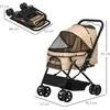 Pawhut Šunų vežimėlis buggy mažiems šunims ir katėms - šviesiai rudas 76,5 x 52 x 95 cm