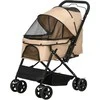 Pawhut Šunų vežimėlis buggy mažiems šunims ir katėms - šviesiai rudas 76,5 x 52 x 95 cm