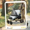 PawHut sulankstomas šunų vežimėlis dideliems šunims ir katėms iki 30 kg, su pagalve, tinkleliais, durimis, krepšiu daiktams, saugos diržais, stabdžiais, pilkas