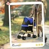 PawHut šunų vežimėlis šunų vežimėlis sulankstomas šunims ir katėms iki 4kg kačių vežimėlis su tinkliniais langais, diržu per petį, laikymo krepšiu, puodelio laikikliu, skėčio laikikliu tamsiai mėlynas kačių vežimėlis