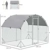 PawHut plieno vištidės voljeras, 280 x 190 x 197 cm vištidės narvas su UV spinduliams atspariu stogu, durelėmis, vištidė 4–6 vištoms, smulkiems gyvūnams, sidabrinė