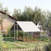"PawHut" viščiukų aptvaras, pagamintas iš plieno, 300 x 200 x 200 cm viščiukų narvas su dangčiu, durelėmis, aptvaras 4-6 viščiukams, smulkiems gyvūnams, sidabrinės spalvos