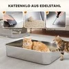 PawHut XXL nerūdijančio plieno kačių tualetas su atverčiamu dangčiu, kačių kraiko dėžė su semtuvėliu, didelėms katėms iki 12 kg, lengvai valomas